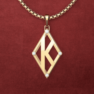 Medium 14K Gold K Diamond with Corner Diamonds