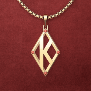 Medium 14K Gold K Diamond with Corner Garnets