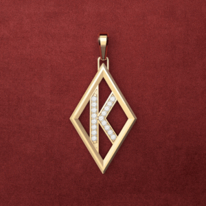 Medium 14K Gold K Diamond with Diamond Set K