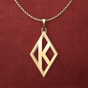 Medium 14K Gold Flush K Diamond Pendant with 22" Chain